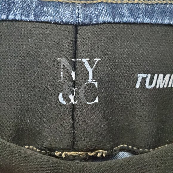 New York & Co Jeans Womens Large Blue Cropped Tummy-Less Pull-On Stretch Denim - Picture 2 of 11